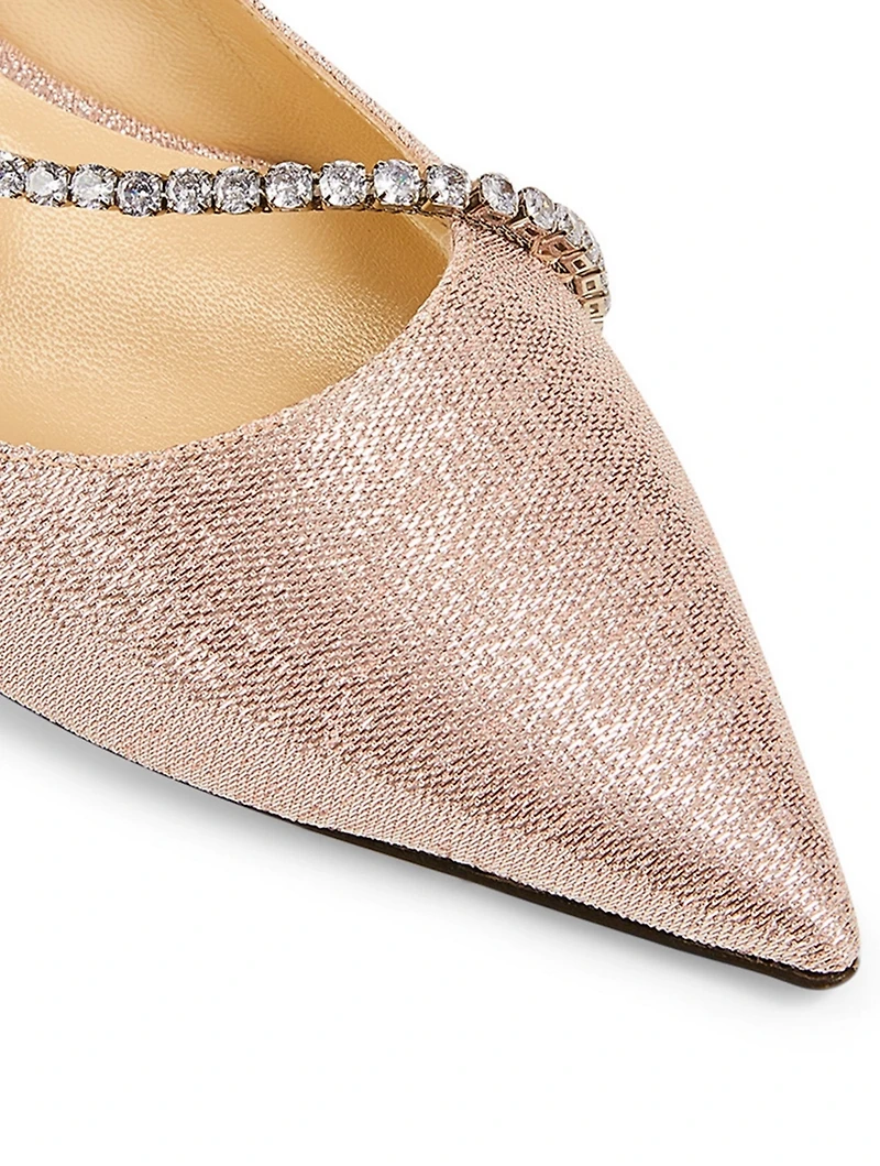 Trude Gio Metallic Fabric D'Orsay Flats With Crystal Chain