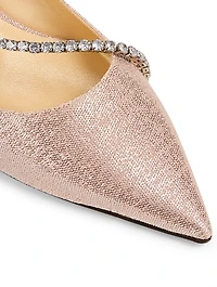 Trude Gio Metallic Fabric D'Orsay Flats With Crystal Chain