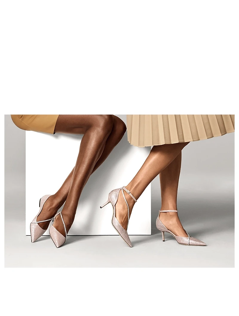 Trude Gio Metallic Fabric D'Orsay Flats With Crystal Chain