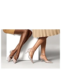 Trude Gio Metallic Fabric D'Orsay Flats With Crystal Chain