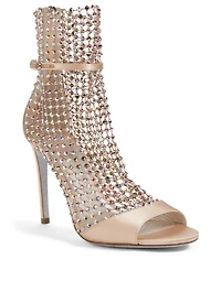 Galaxia 105 Satin And Crystal-Net Heeled Sandals