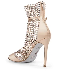 Galaxia 105 Satin And Crystal-Net Heeled Sandals
