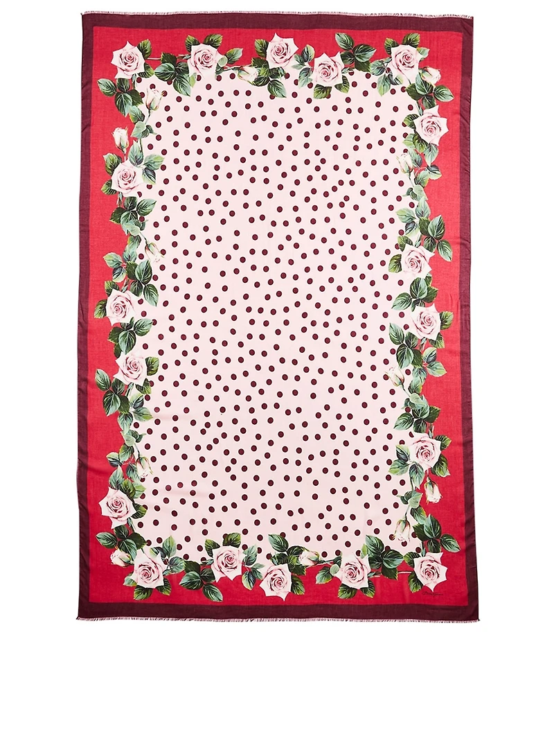Modal And Cashmere Scarf In Tropical Rose Print