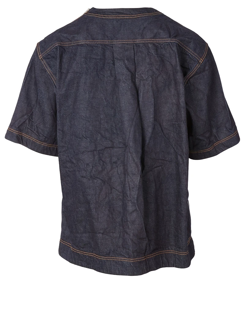 Denim Short-Sleeve Top