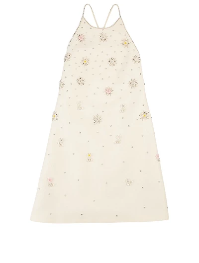 Wool And Silk Embroidered Mini Dress