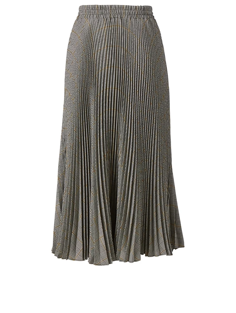 Wool-Blend Midi Skirt Prince Of Wales Check Print