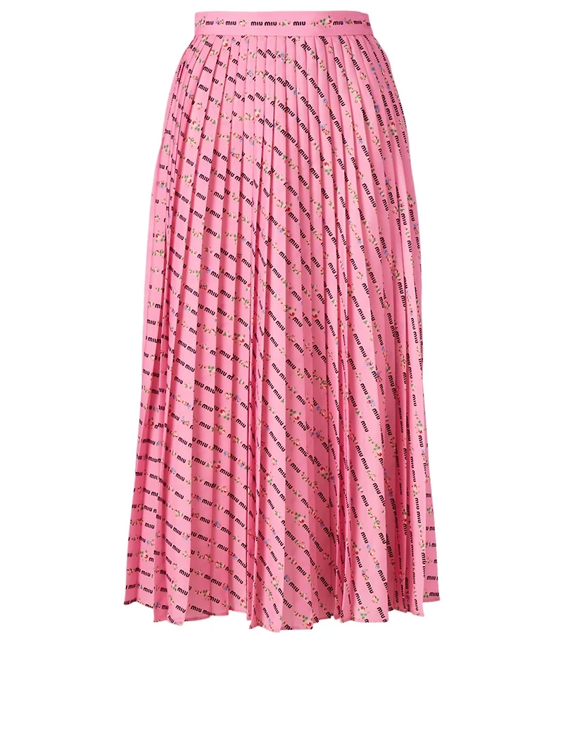 Pleated Midi Skirt Logo Print