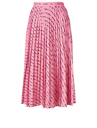Pleated Midi Skirt Logo Print