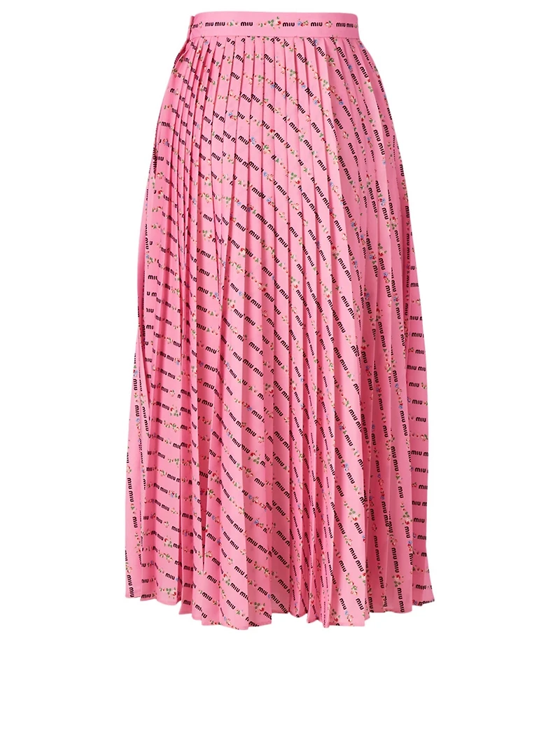 Pleated Midi Skirt Logo Print