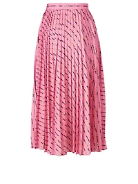 Pleated Midi Skirt Logo Print