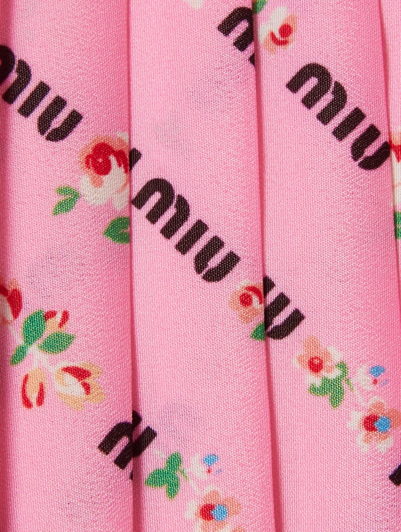 Pleated Midi Skirt Logo Print