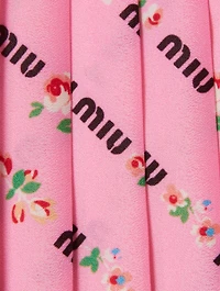 Pleated Midi Skirt Logo Print