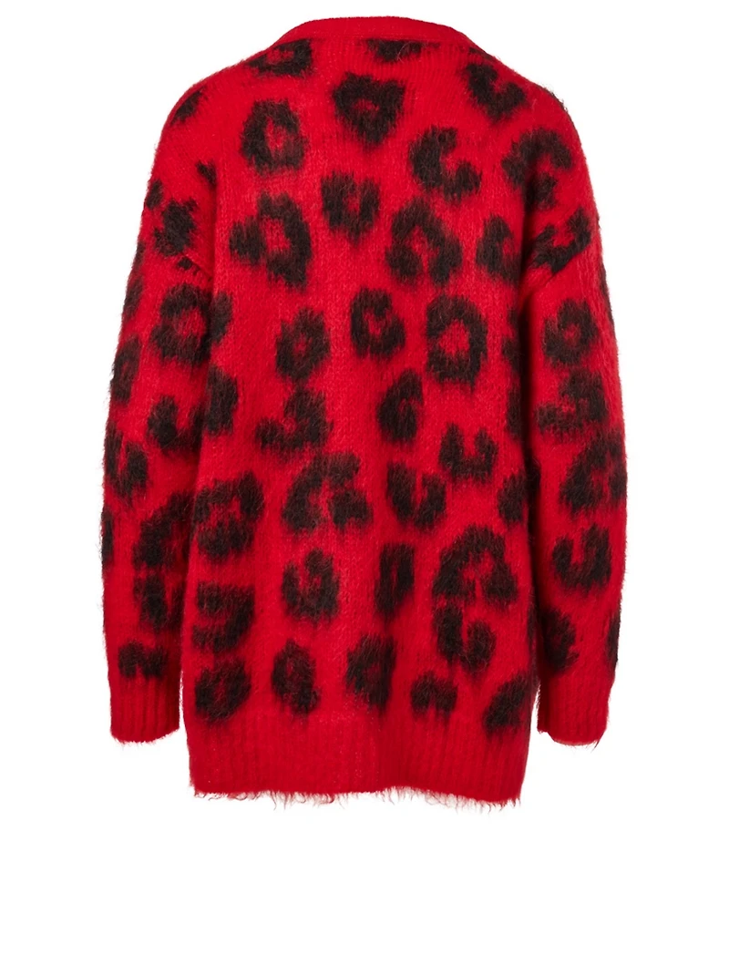 Mohair-Blend Cardigan Leopard Print