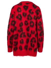 Mohair-Blend Cardigan Leopard Print