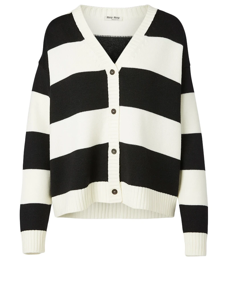Wool Cardigan Striped Print