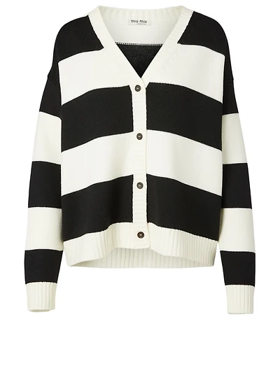 Wool Cardigan Striped Print