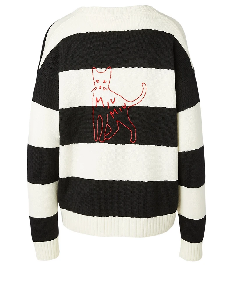 Wool Cardigan Striped Print