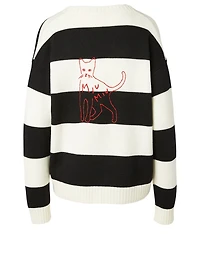 Wool Cardigan Striped Print