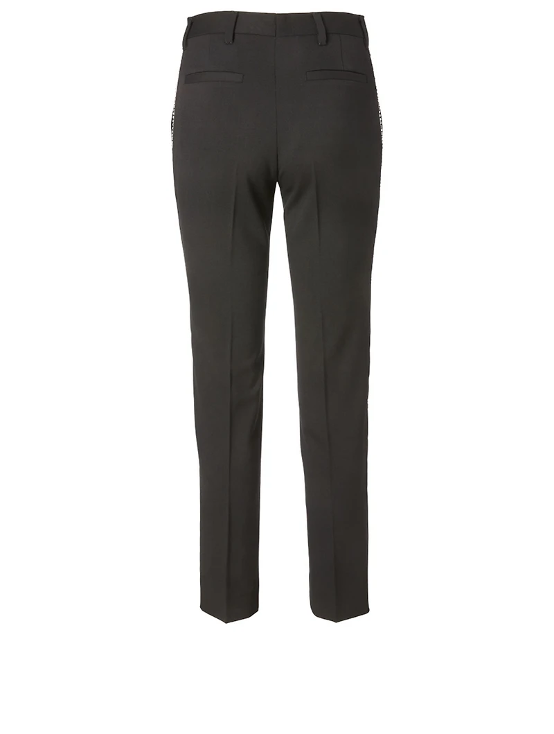 Wool Stretch Pants With Side Crystals