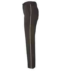Wool Stretch Pants With Side Crystals