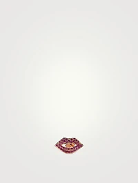 14K Rose Gold Lip Stud Earring With Rubies