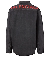 Faded Denim Shirt With Back Logo