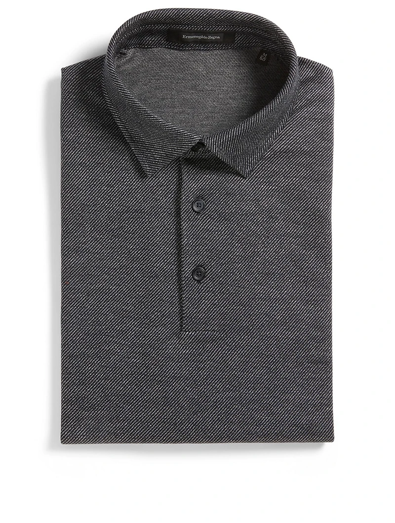 Cotton Polo Shirt Chevron Print