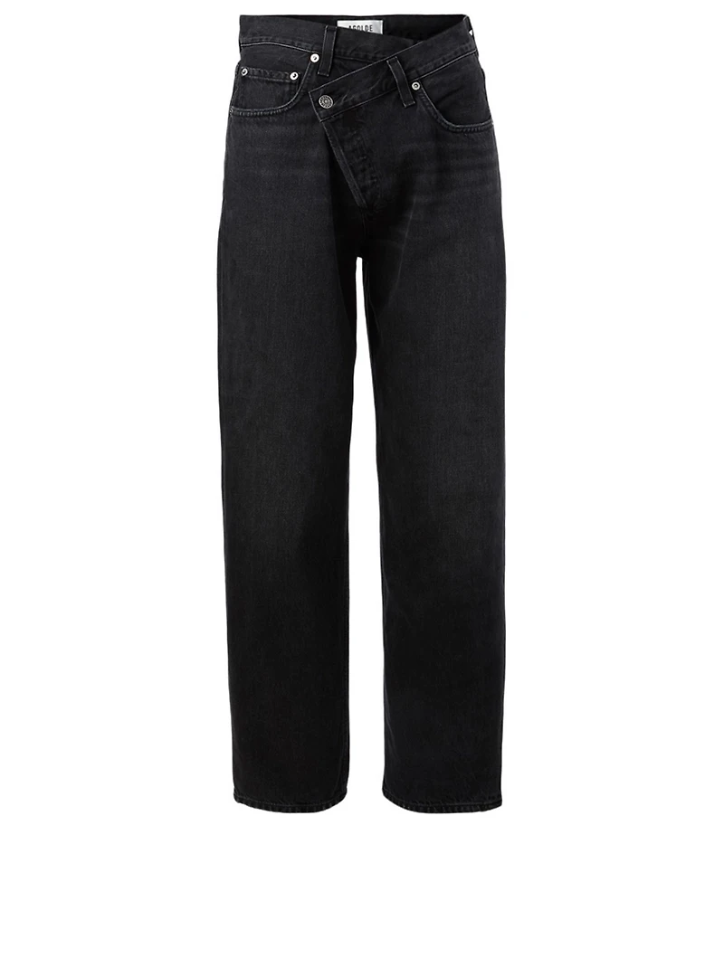 Criss-Cross Upsized Straight-Leg Jeans