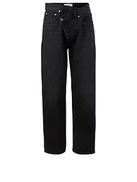 Criss-Cross Upsized Straight-Leg Jeans