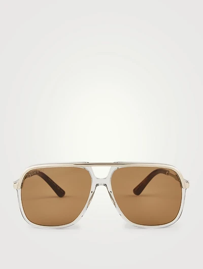 Square Aviator Sunglasses With Web