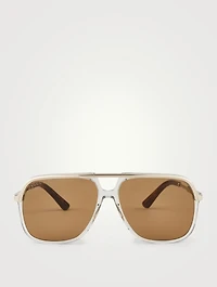 Square Aviator Sunglasses With Web