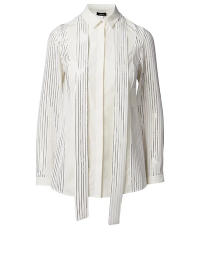 Cotton Foil Pleated Blouse