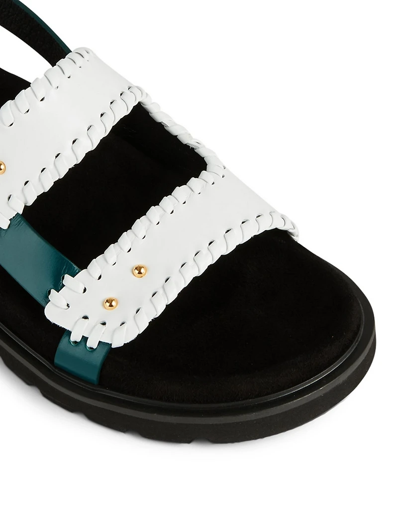 Turnover Mold Leather Slingback Sandals