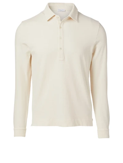 Cotton Stretch Long-Sleeve Polo Top