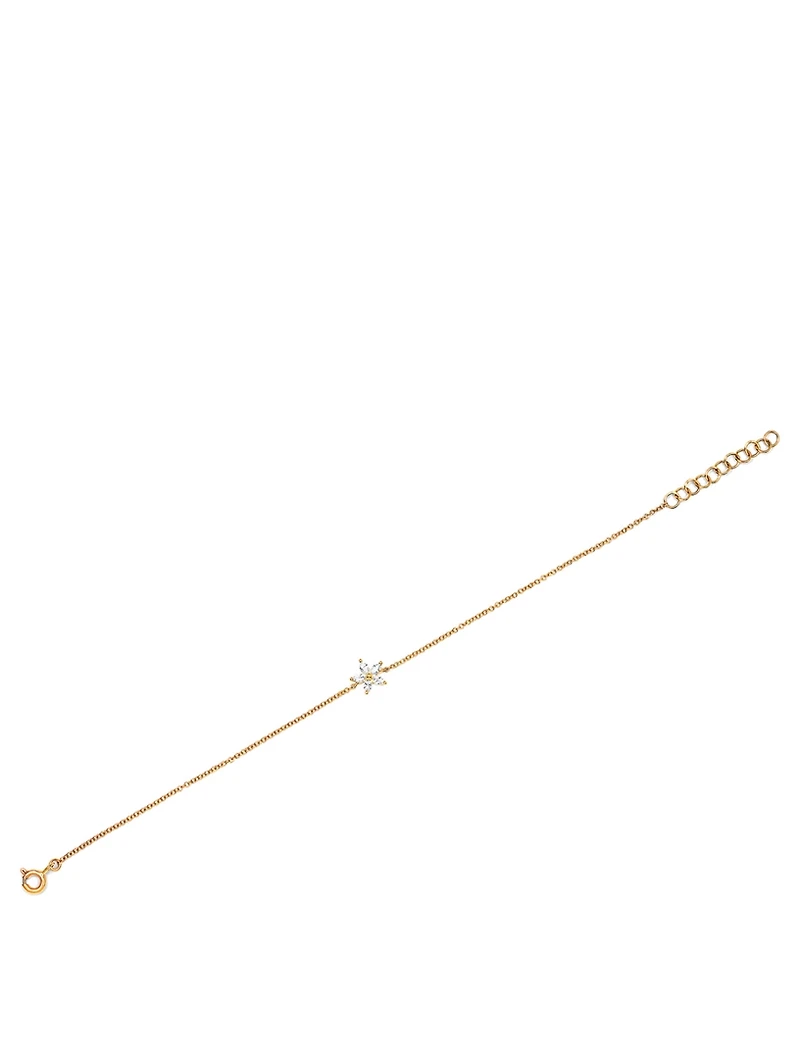 14K Gold Flower Bracelet With Diamonds