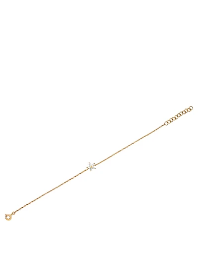 14K Gold Flower Bracelet With Diamonds