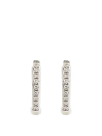 Mini 14K Gold Huggie Earrings With Diamonds