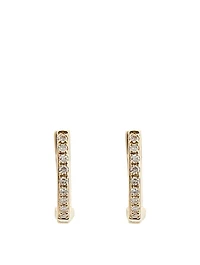 Mini 14K Gold Huggie Earrings With Diamonds