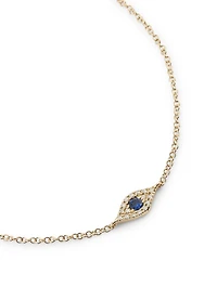 14K Gold Evil Eye Chain Bracelet With Sapphire And Diamonds