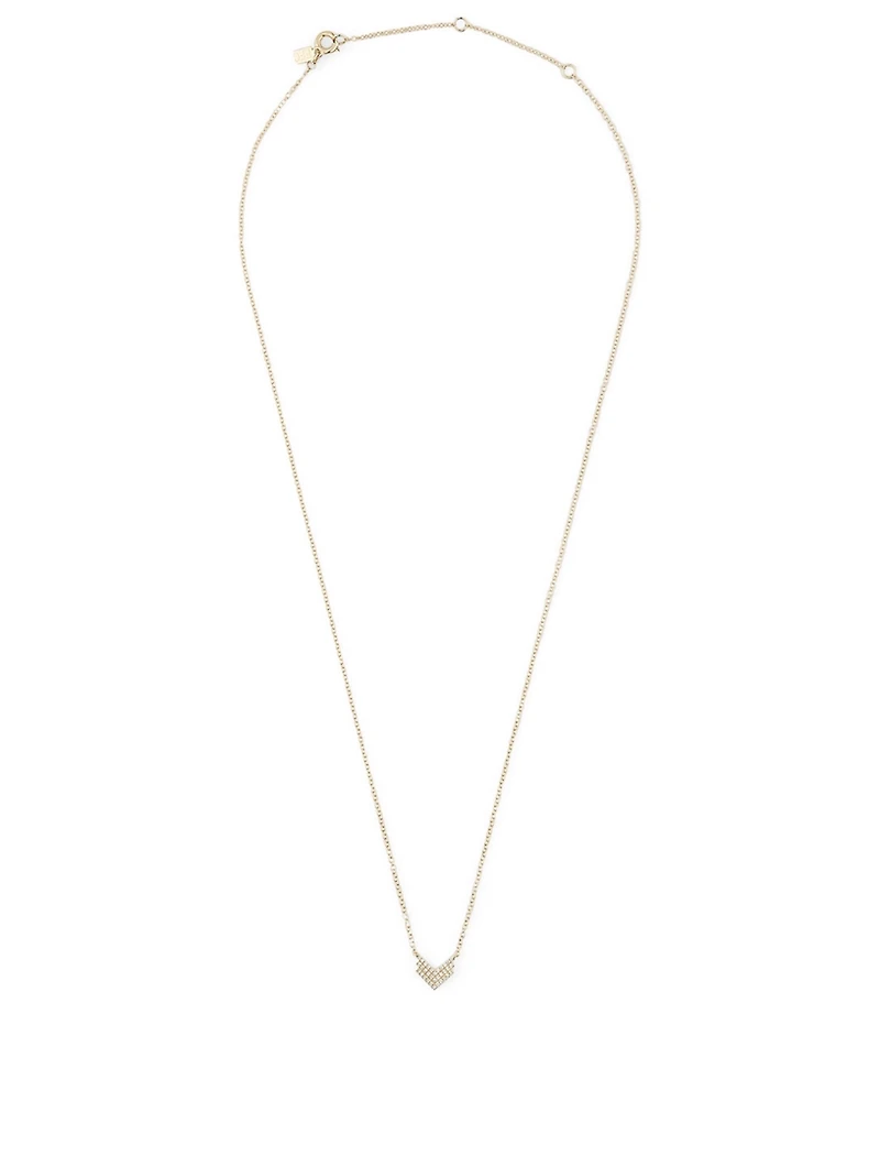 14K Gold Shield Necklace With Diamonds