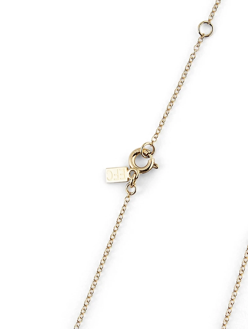 14K Gold Shield Necklace With Diamonds
