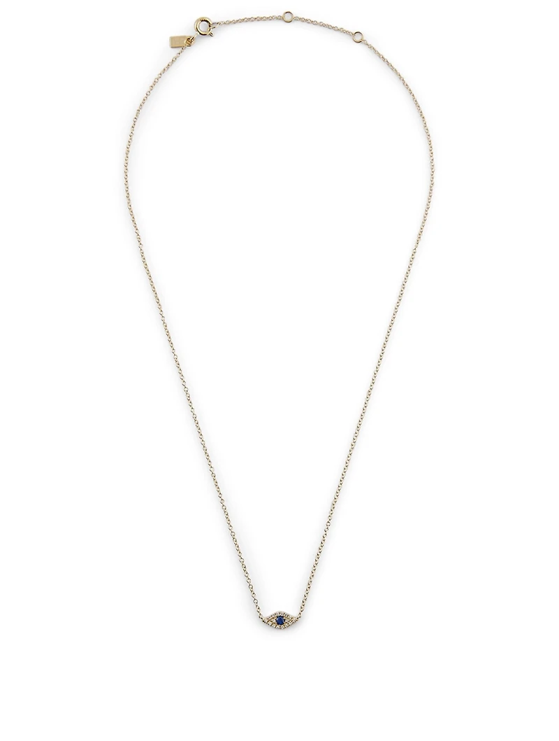 14K Gold Evil Eye Choker Necklace With Diamonds