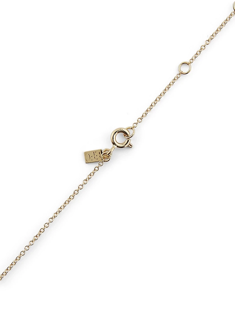 14K Gold Evil Eye Choker Necklace With Diamonds