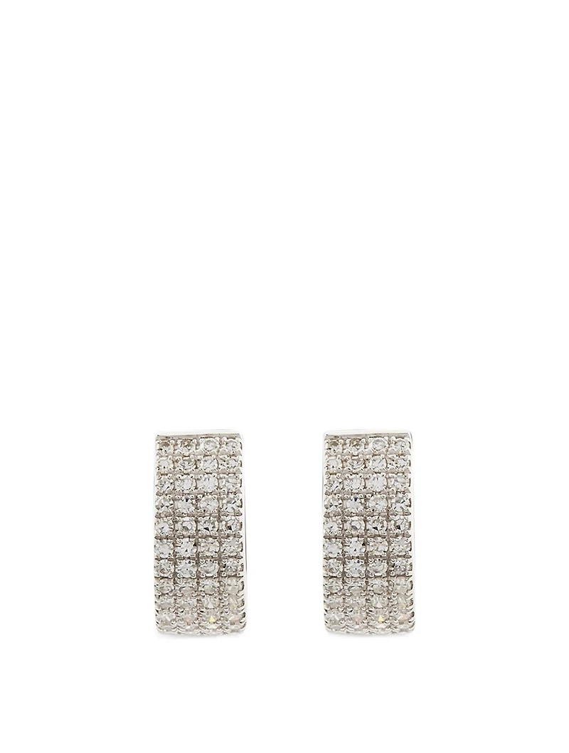 Jumbo 14K White Gold Huggie Earrings With Diamonds