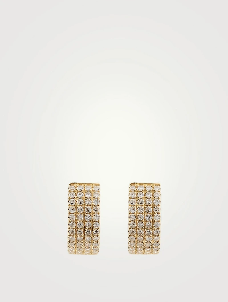 Jumbo 14K Gold Huggie Earrings With Diamonds