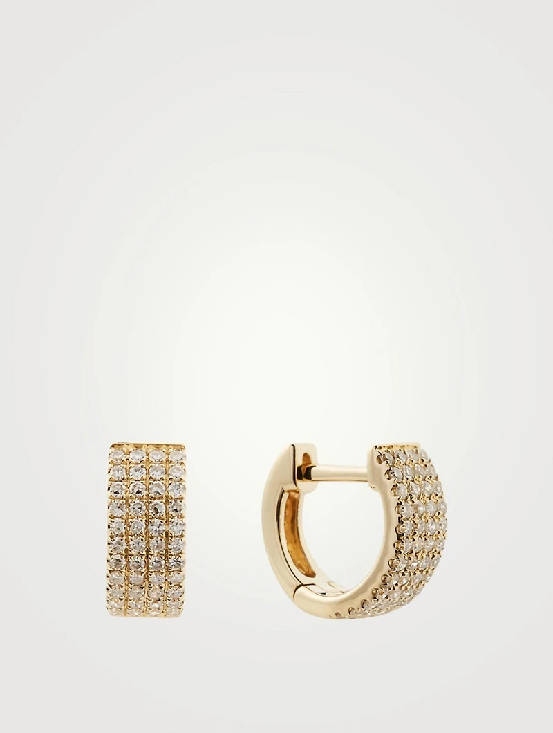 Jumbo 14K Gold Huggie Earrings With Diamonds