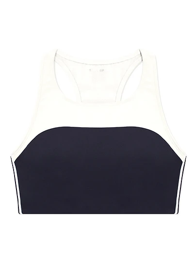 Retro-Stripe High-Neck Sports Bra