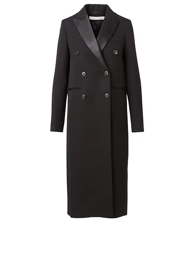 Wool Double-Breasted Long Coat