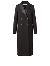 Wool Double-Breasted Long Coat