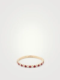 14K Gold Eternity Band Ring With Diamonds And Rubies